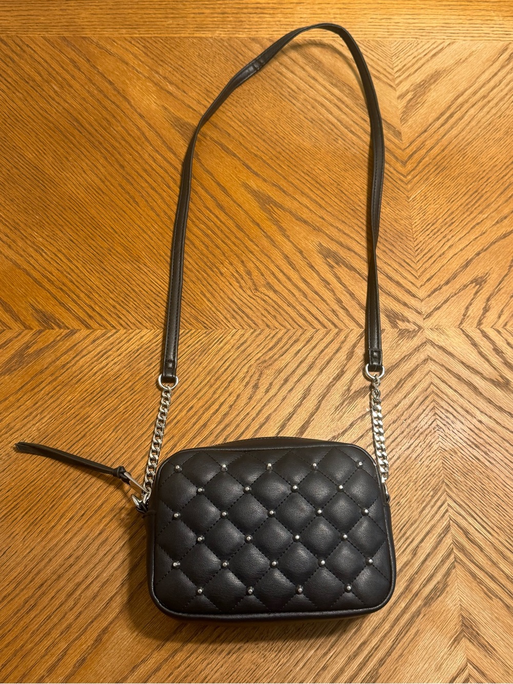 Rebecca Minkoff Black Quilted Studded Crossbody Camera Bag